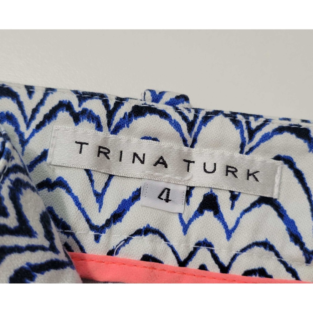 Trina Turk Blue Black and White Patterned Women’s Shorts - Picture 3 of 6